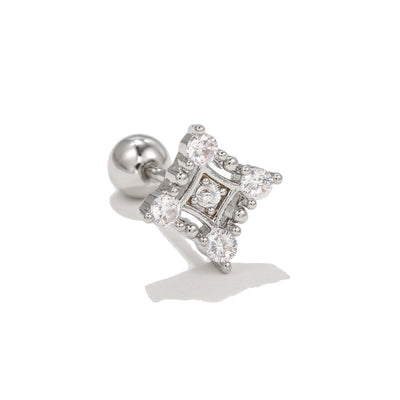 Olivenorma Inlaid Zircon Cute Pattern Studs Earrings - Hollow Diamond - image 4