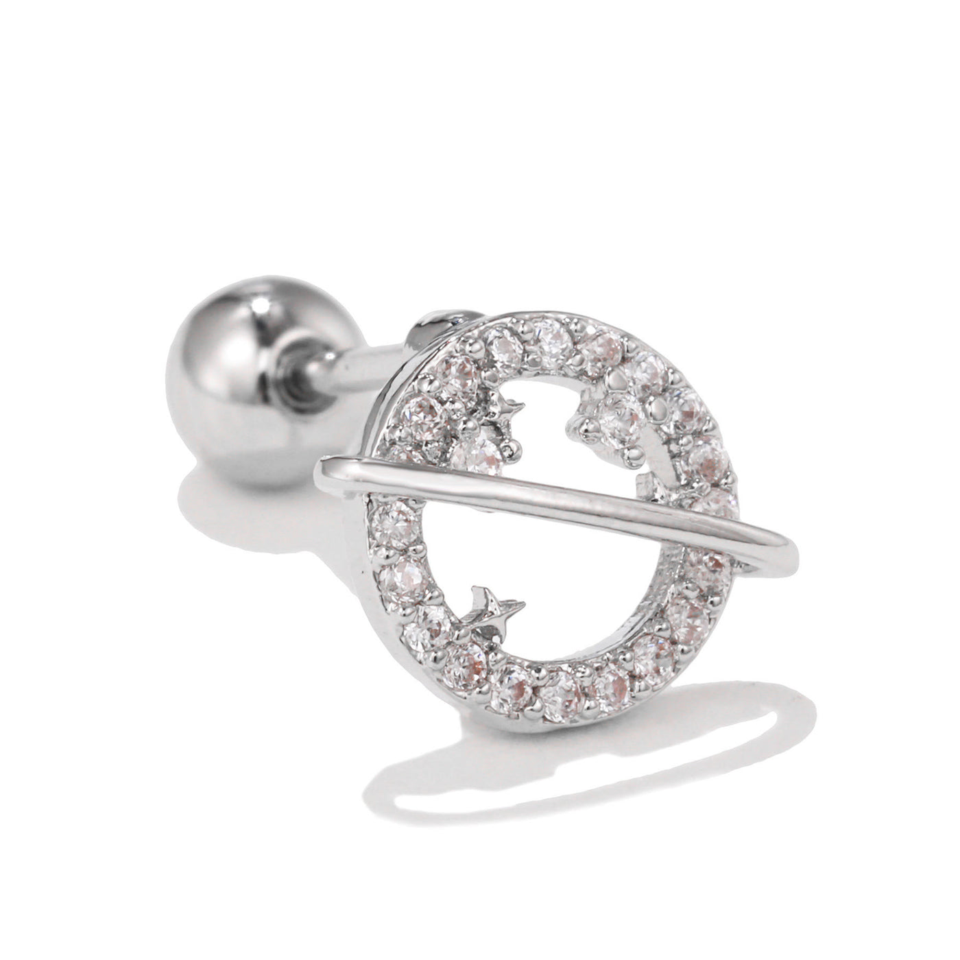 Olivenorma Inlaid Zircon Cute Pattern Studs Earrings - Saturn - image 14