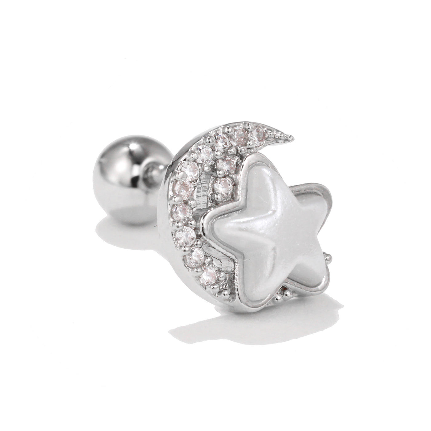 Olivenorma Inlaid Zircon Cute Pattern Studs Earrings - Moon & Star - image 12