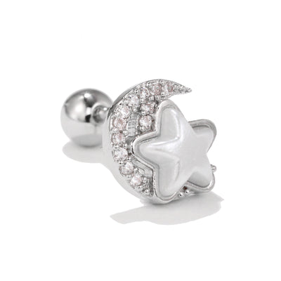 Olivenorma Inlaid Zircon Cute Pattern Studs Earrings - Moon & Star - image 12