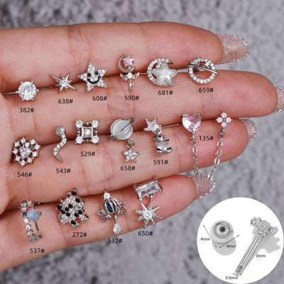Olivenorma Inlaid Zircon Cute Pattern Studs Earrings - image 0