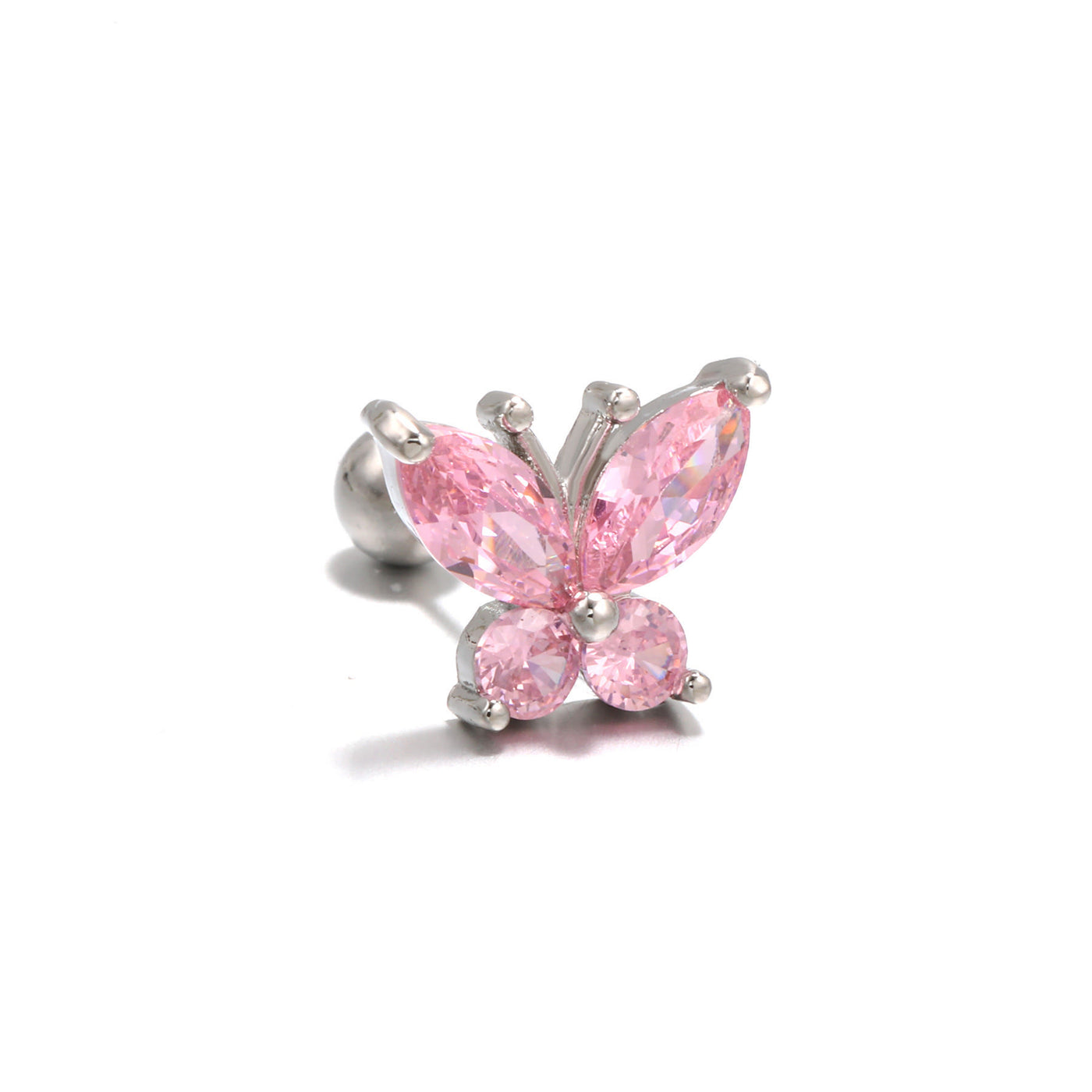 Olivenorma Heart Butterfly Cut Colored Zirconia Earrings - Pink Butterfly - image 15