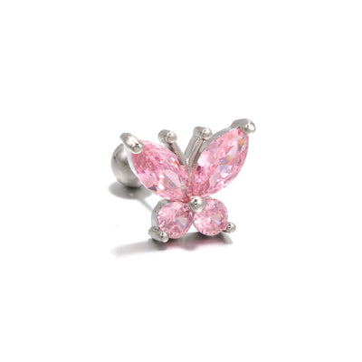 Olivenorma Heart Butterfly Cut Colored Zirconia Earrings - Pink Butterfly - image 15