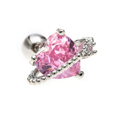 Olivenorma Heart Butterfly Cut Colored Zirconia Earrings - Pink Love - image 6