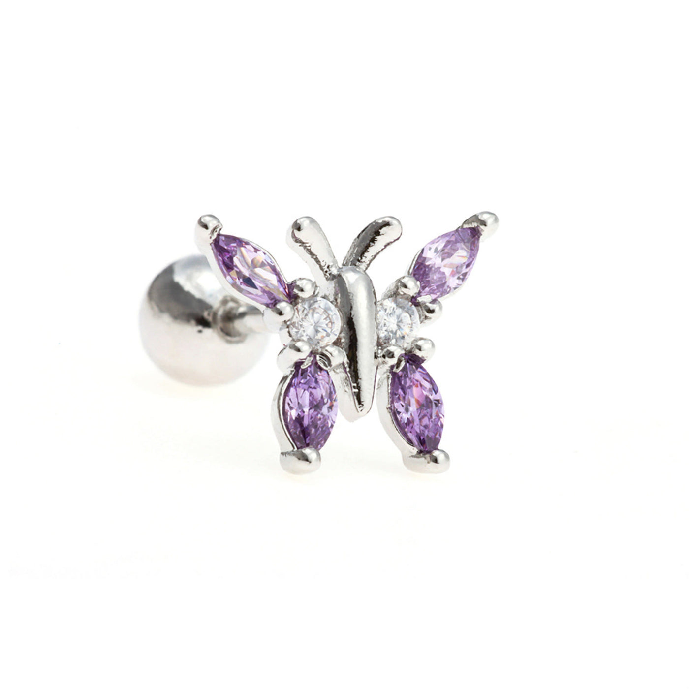 Olivenorma Heart Butterfly Cut Colored Zirconia Earrings - Purple Butterfly - image 14