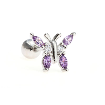 Olivenorma Heart Butterfly Cut Colored Zirconia Earrings - Purple Butterfly - image 14