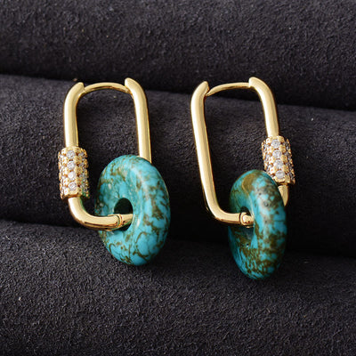 Olivenorma Circular Hollow Natural Stone Earrings