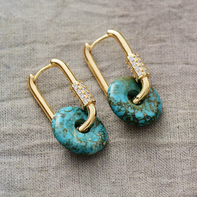 Olivenorma Circular Hollow Natural Stone Earrings