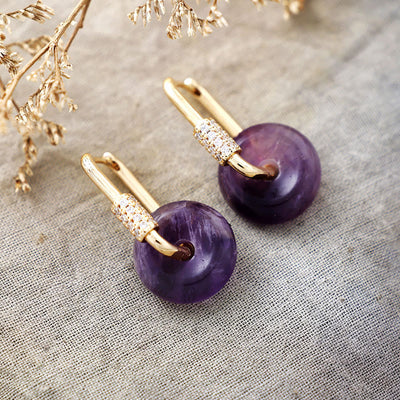Olivenorma Circular Hollow Natural Stone Earrings