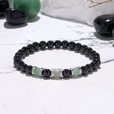 Olivenorma 6mm Green Aventurine Obsidian Beaded Bracelet