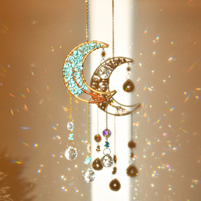 Olivenorma Natural Stone Moon Star Pendant Wind Chime