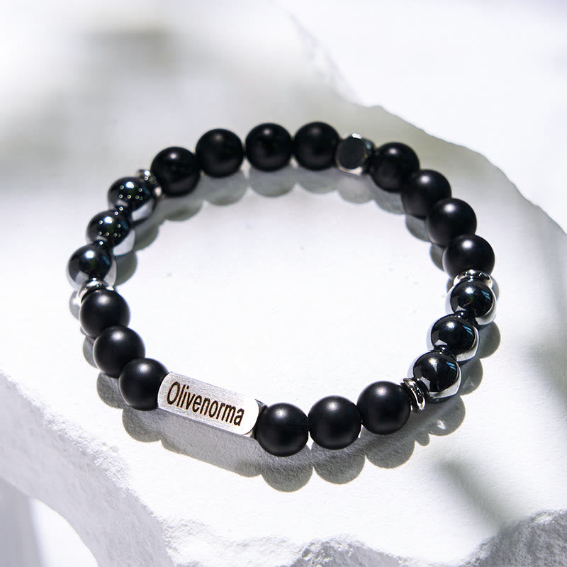 Olivenorma Natural Stone Beaded Engraved Bracelet
