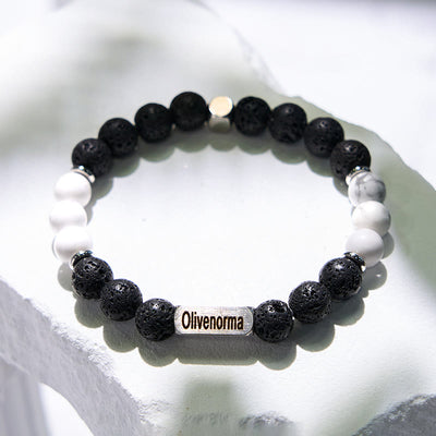 Olivenorma Natural Stone Beaded Engraved Bracelet