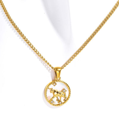 Olivenorma 12 Constellations Titanium Steel Shell Coin Necklace
