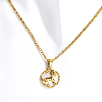 Olivenorma 12 Constellations Titanium Steel Shell Coin Necklace