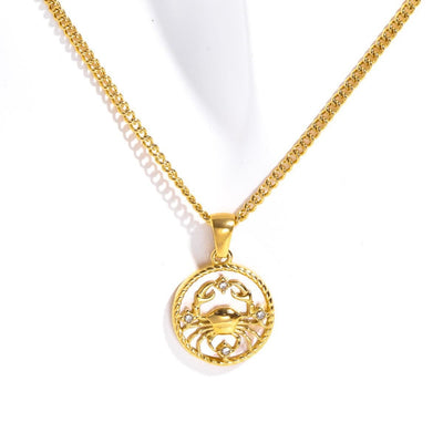 Olivenorma 12 Constellations Titanium Steel Shell Coin Necklace