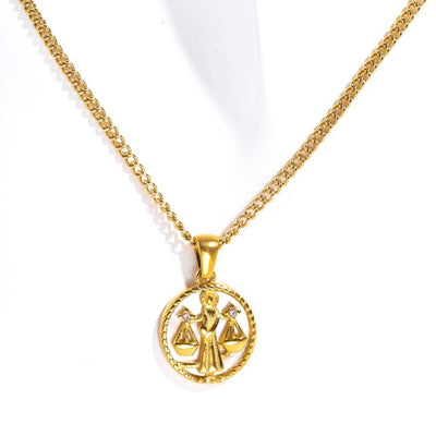 Olivenorma 12 Constellations Titanium Steel Shell Coin Necklace