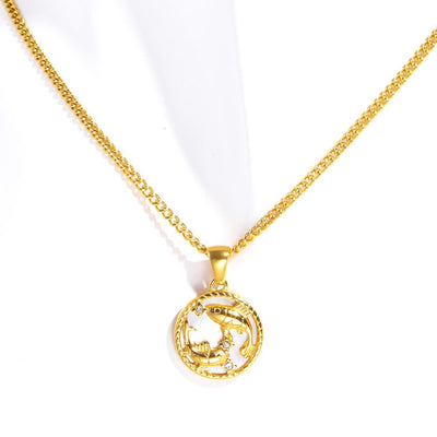 Olivenorma 12 Constellations Titanium Steel Shell Coin Necklace