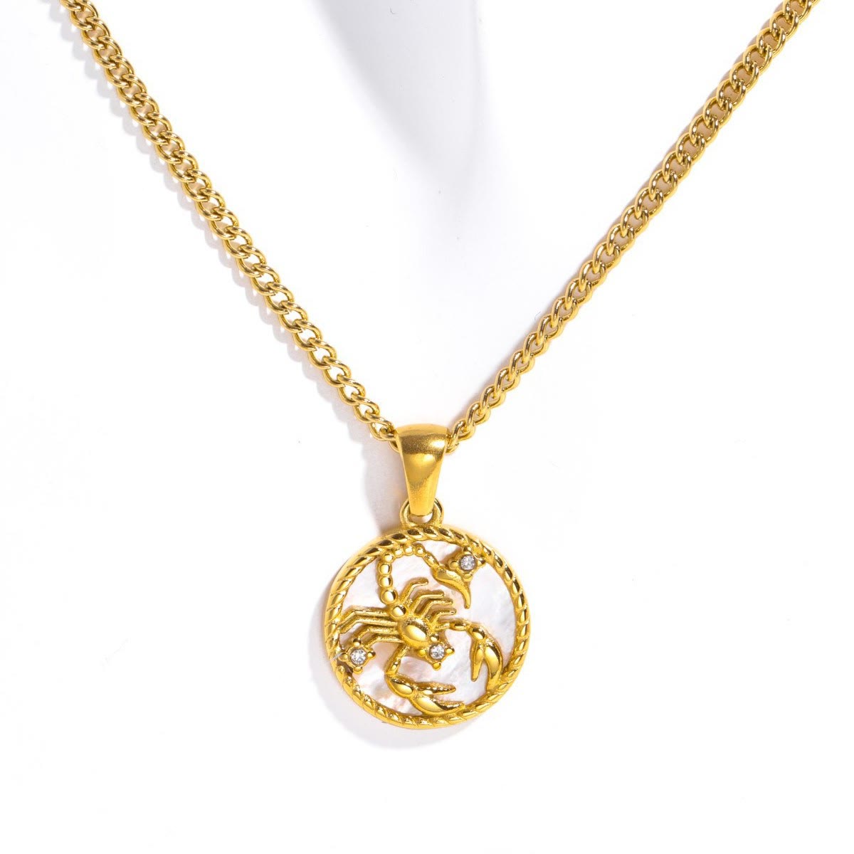 Olivenorma 12 Constellations Titanium Steel Shell Coin Necklace