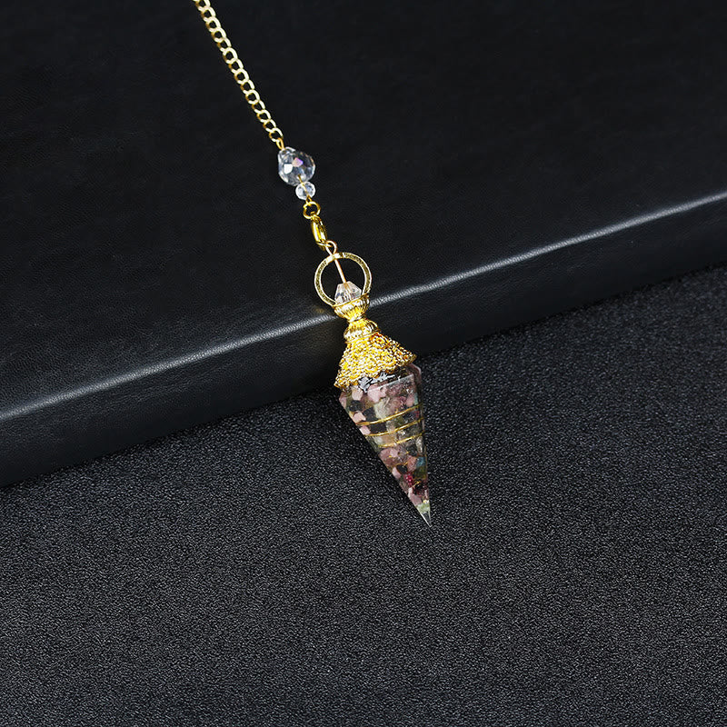 Olivenorma Natural Crystal Resin Hexagonal Pyramid Pendulum