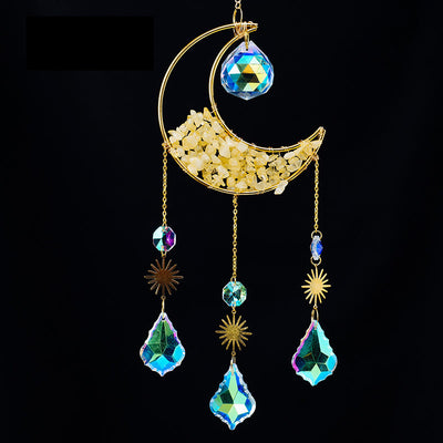 Olivenorma Crystal Gravel Crescent Sun Catcher Pendant Wind Chime