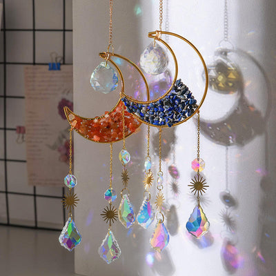 Olivenorma Crystal Gravel Crescent Sun Catcher Pendant Wind Chime