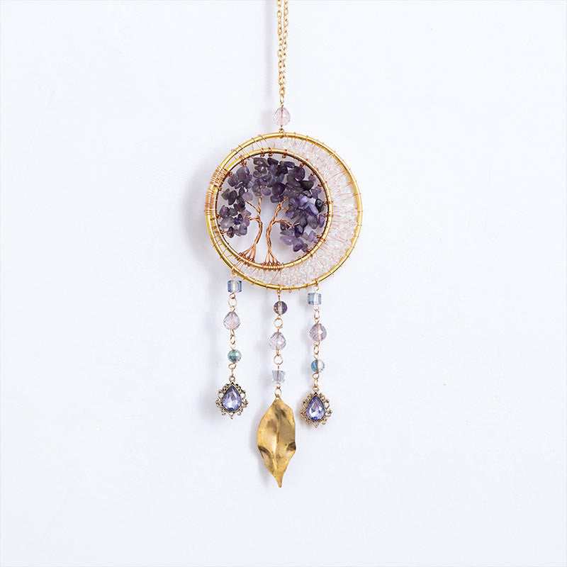 Olivenorma Tree of Life Amethyst Leaf Pendant Wind Chime