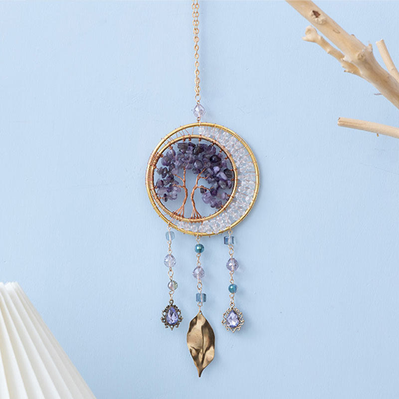 Olivenorma Tree of Life Amethyst Leaf Pendant Wind Chime