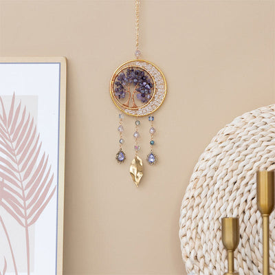 Olivenorma Tree of Life Amethyst Leaf Pendant Wind Chime