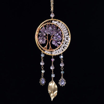 Olivenorma Tree of Life Amethyst Leaf Pendant Wind Chime