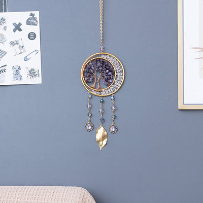 Olivenorma Tree of Life Amethyst Leaf Pendant Wind Chime