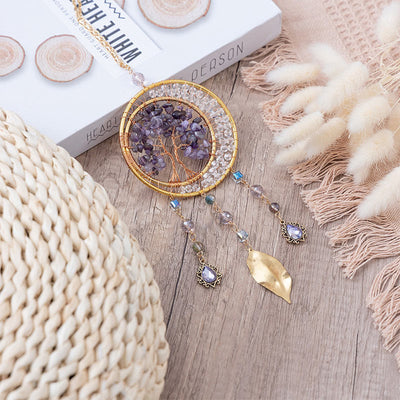 Olivenorma Tree of Life Amethyst Leaf Pendant Wind Chime
