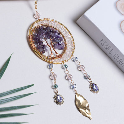 Olivenorma Tree of Life Amethyst Leaf Pendant Wind Chime