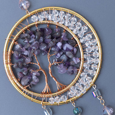 Olivenorma Tree of Life Amethyst Leaf Pendant Wind Chime