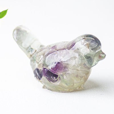 Olivenorma Natural Gemstone Bird Sculpture Decoration - Fluorite - With Card - image 43