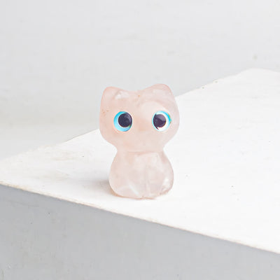 Olivenorma Crystal Epoxy Big Eyed Kitten Gemstone Decoration - Rose Quartz - image 9