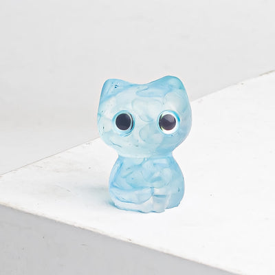Olivenorma Crystal Epoxy Big Eyed Kitten Gemstone Decoration - Aquamarine - image 1