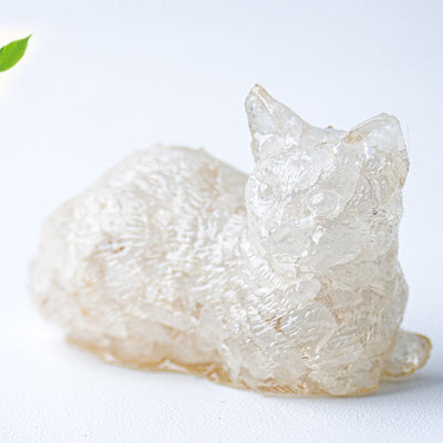 Olivenorma Crystal Gravel Epoxy Lying Kitten Gemstone Decoration - Clear Crystal - image 9