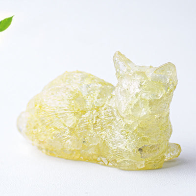 Olivenorma Crystal Gravel Epoxy Lying Kitten Gemstone Decoration - Lemon-Quartz - image 22