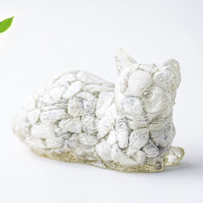 Olivenorma Crystal Gravel Epoxy Lying Kitten Gemstone Decoration - White Turquoise - image 45