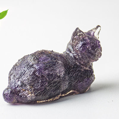 Olivenorma Crystal Gravel Epoxy Lying Kitten Gemstone Decoration - image 2