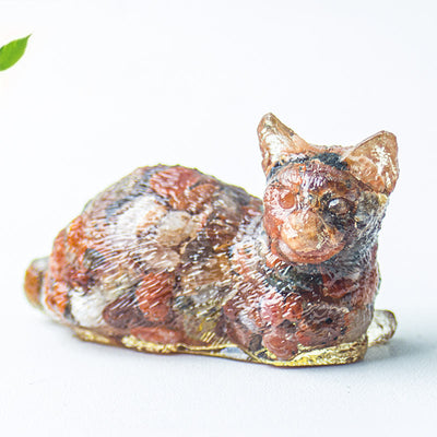 Olivenorma Crystal Gravel Epoxy Lying Kitten Gemstone Decoration