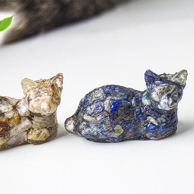 Olivenorma Crystal Gravel Epoxy Lying Kitten Gemstone Decoration