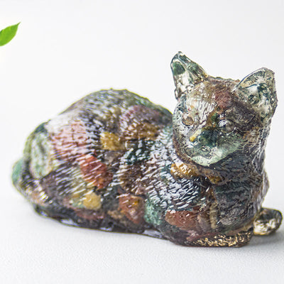 Olivenorma Crystal Gravel Epoxy Lying Kitten Gemstone Decoration