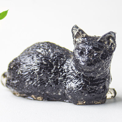 Olivenorma Crystal Gravel Epoxy Lying Kitten Gemstone Decoration - Obsidian - image 24
