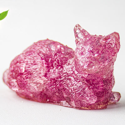 Olivenorma Crystal Gravel Epoxy Lying Kitten Gemstone Decoration