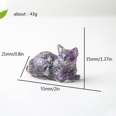 Olivenorma Crystal Gravel Epoxy Lying Kitten Gemstone Decoration