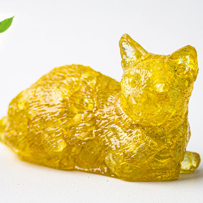 Olivenorma Crystal Gravel Epoxy Lying Kitten Gemstone Decoration