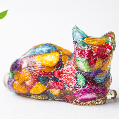 Olivenorma Crystal Gravel Epoxy Lying Kitten Gemstone Decoration