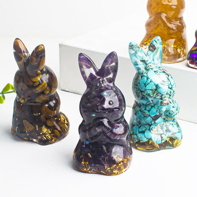 Olivenorma Crystal Gravel Epoxy Wishing Rabbit Gemstone Decoration - image 1